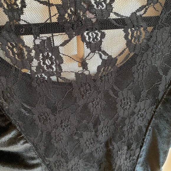 Dynamite Black Velvet Bodycon Dress with Lace Back - Size Medium - Picture 3 of 4